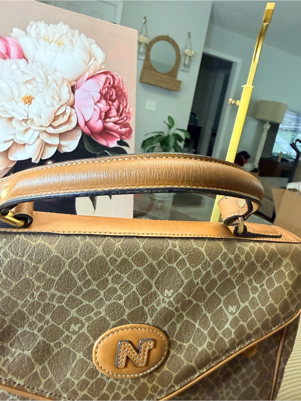 Nina Ricci Vintage Monogram Satchel and Nina Ricci gold tone Necklace set - Picture 5 of 12